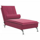 Massage lounge chair with burgundy red velvet bolster