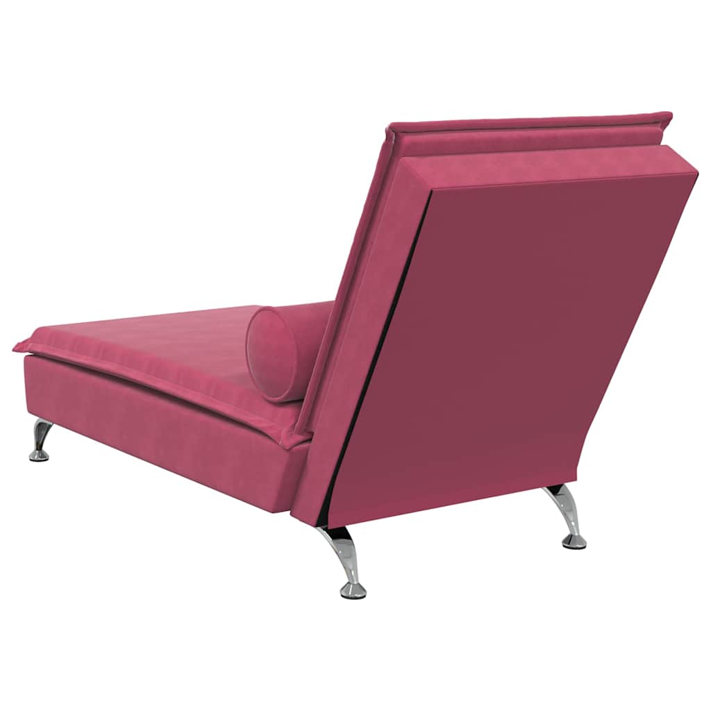 Massage lounge chair with burgundy red velvet bolster