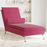 Massage lounge chair with burgundy red velvet bolster