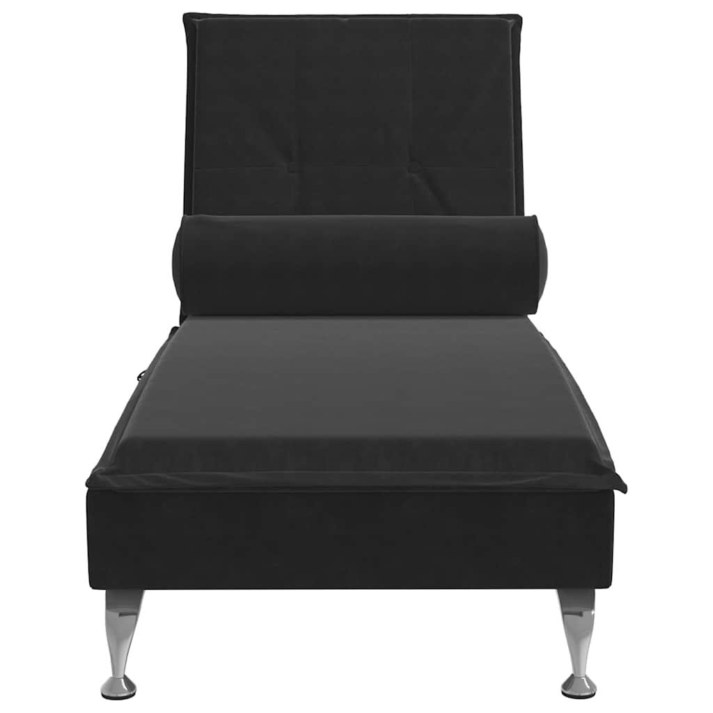 Chaise longue de massage avec traversin noir velours