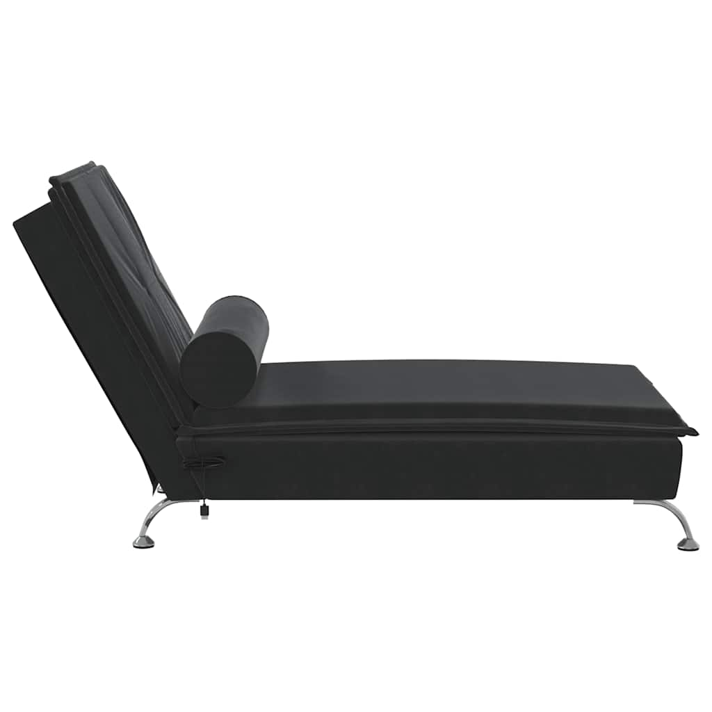 Chaise longue de massage avec traversin noir velours