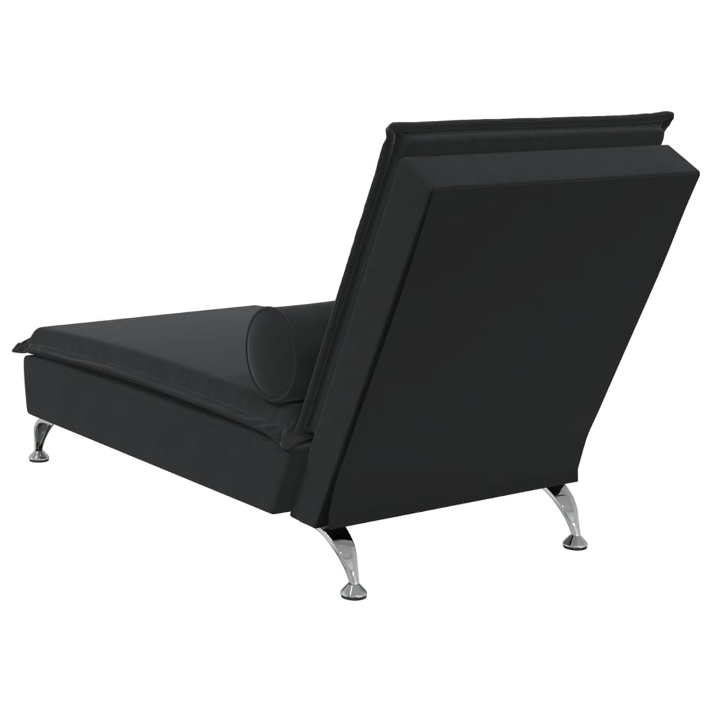 Chaise longue de massage avec traversin noir velours