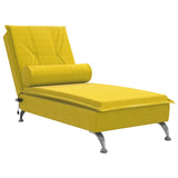 Chaise longue de massage avec traversin jaune velours