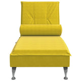 Chaise longue de massage avec traversin jaune velours