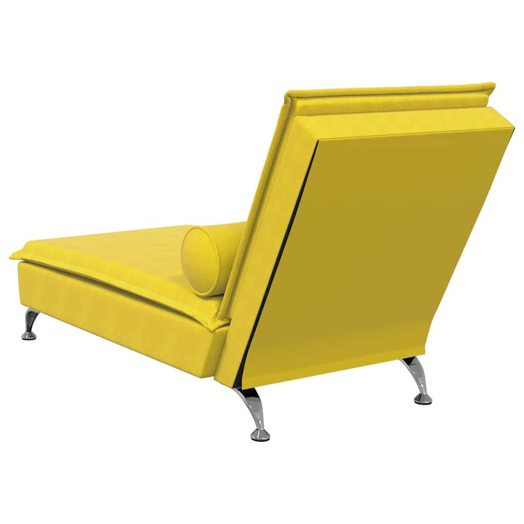 Chaise longue de massage avec traversin jaune velours