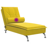 Chaise longue de massage avec traversin jaune velours