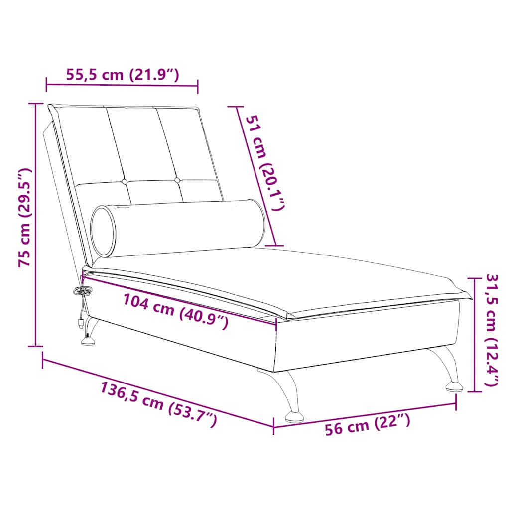 Chaise longue de massage avec traversin jaune velours