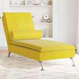 Chaise longue de massage avec traversin jaune velours