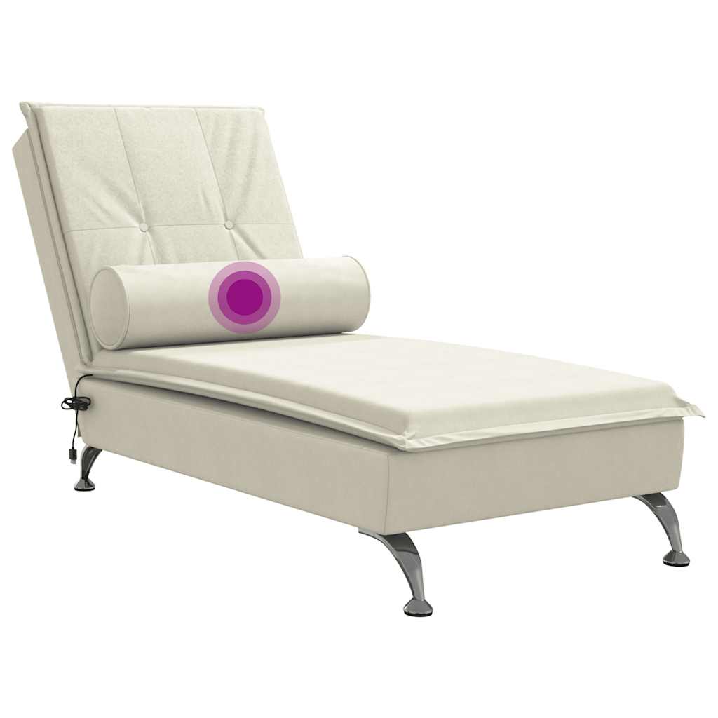 Cream Velvet Bolster Massage Lounger