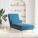 Chaise longue de massage avec traversin bleu velours