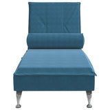 Chaise longue de massage avec traversin bleu velours