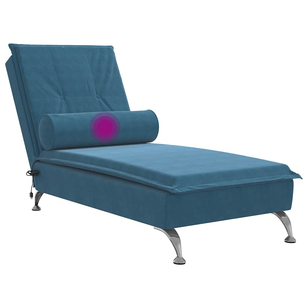 Massage lounge chair with blue velvet bolster