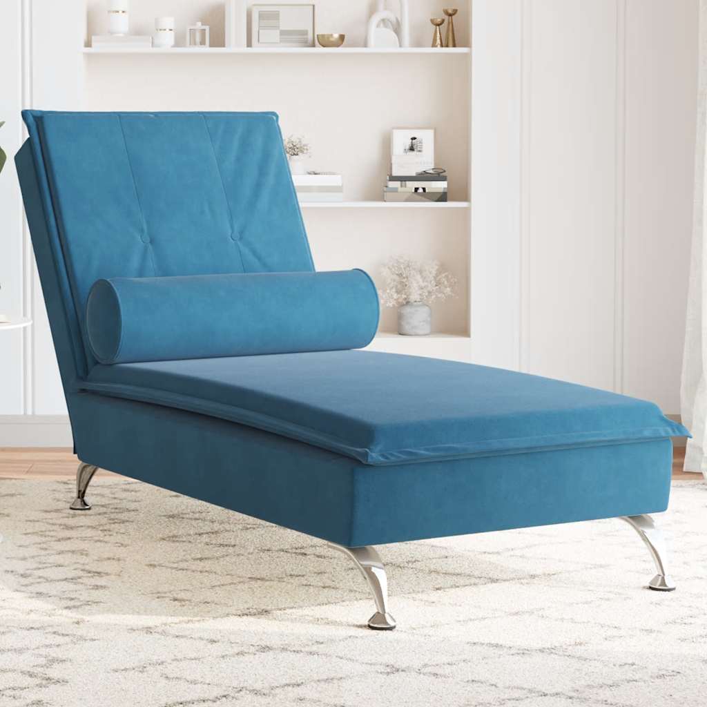 Massage lounge chair with blue velvet bolster