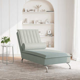 Chaise longue de massage avec traversin gris clair velours