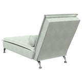 Chaise longue de massage avec traversin gris clair velours