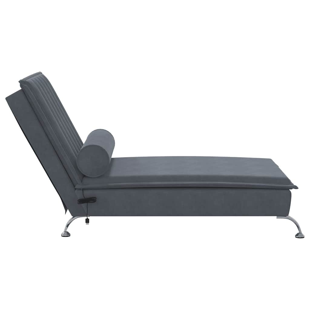 Massage lounge chair with dark gray velvet bolster