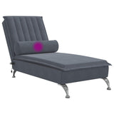 Chaise longue de massage avec traversin gris foncé velours