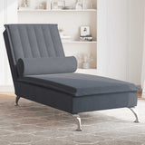 Massage lounge chair with dark gray velvet bolster