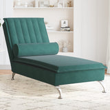 Massage lounge chair with dark green velvet bolster