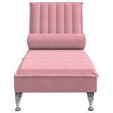 Chaise longue de massage avec traversin rose velours