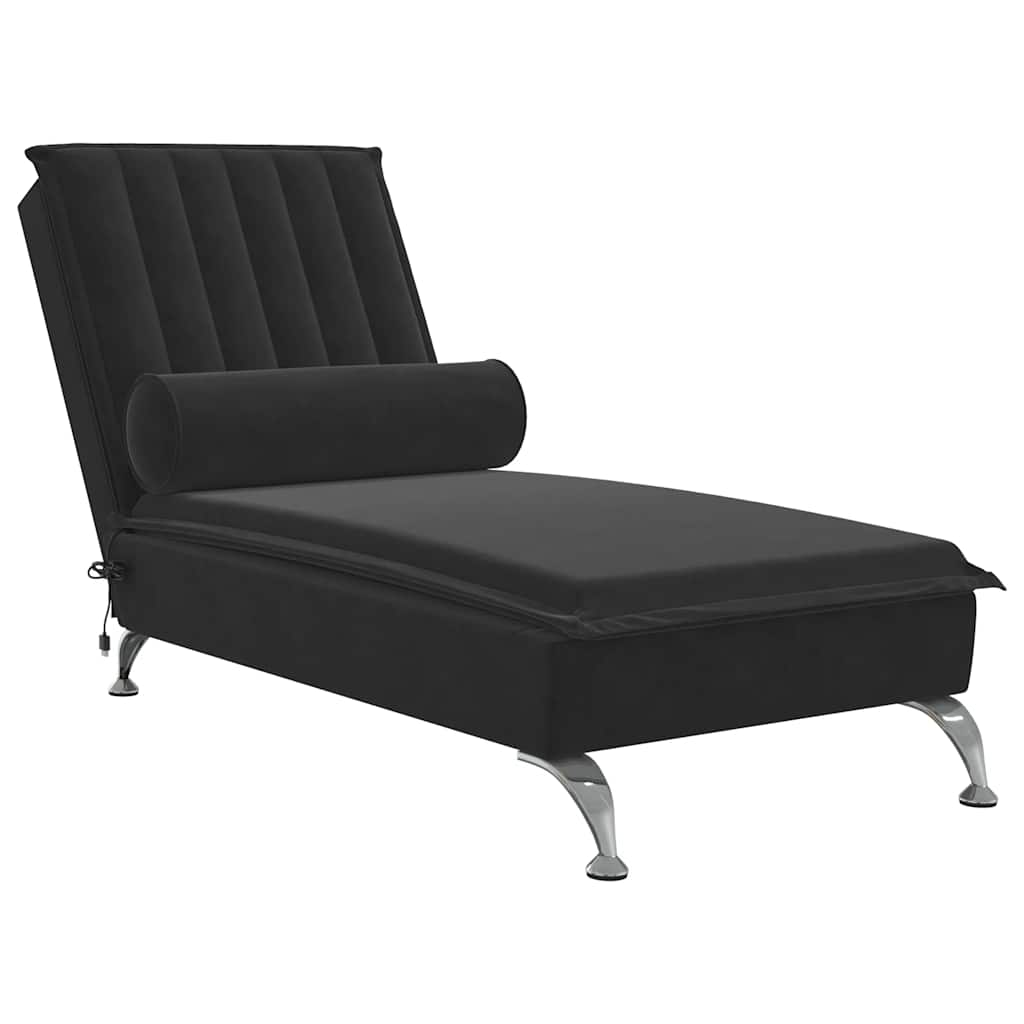 Chaise longue de massage avec traversin noir velours