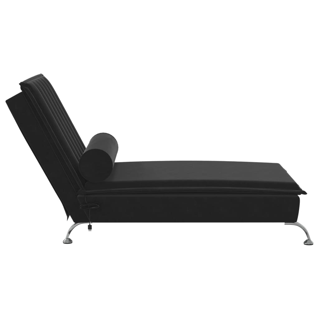 Chaise longue de massage avec traversin noir velours