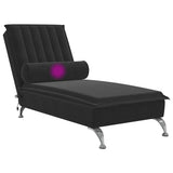 Chaise longue de massage avec traversin noir velours