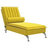 Chaise longue de massage avec traversin jaune velours