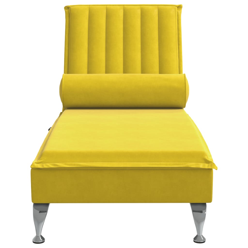 Chaise longue de massage avec traversin jaune velours