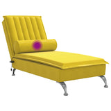 Chaise longue de massage avec traversin jaune velours