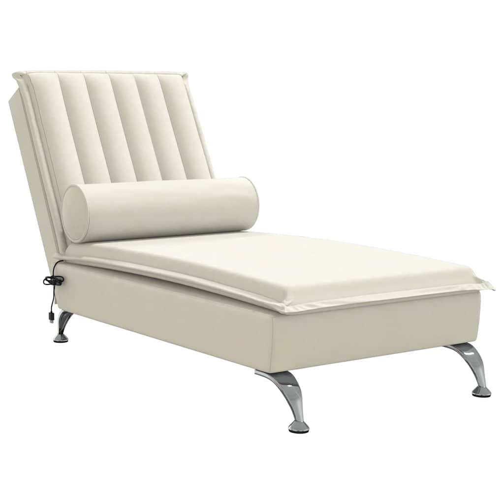 Chaise longue de massage avec traversin crème velours