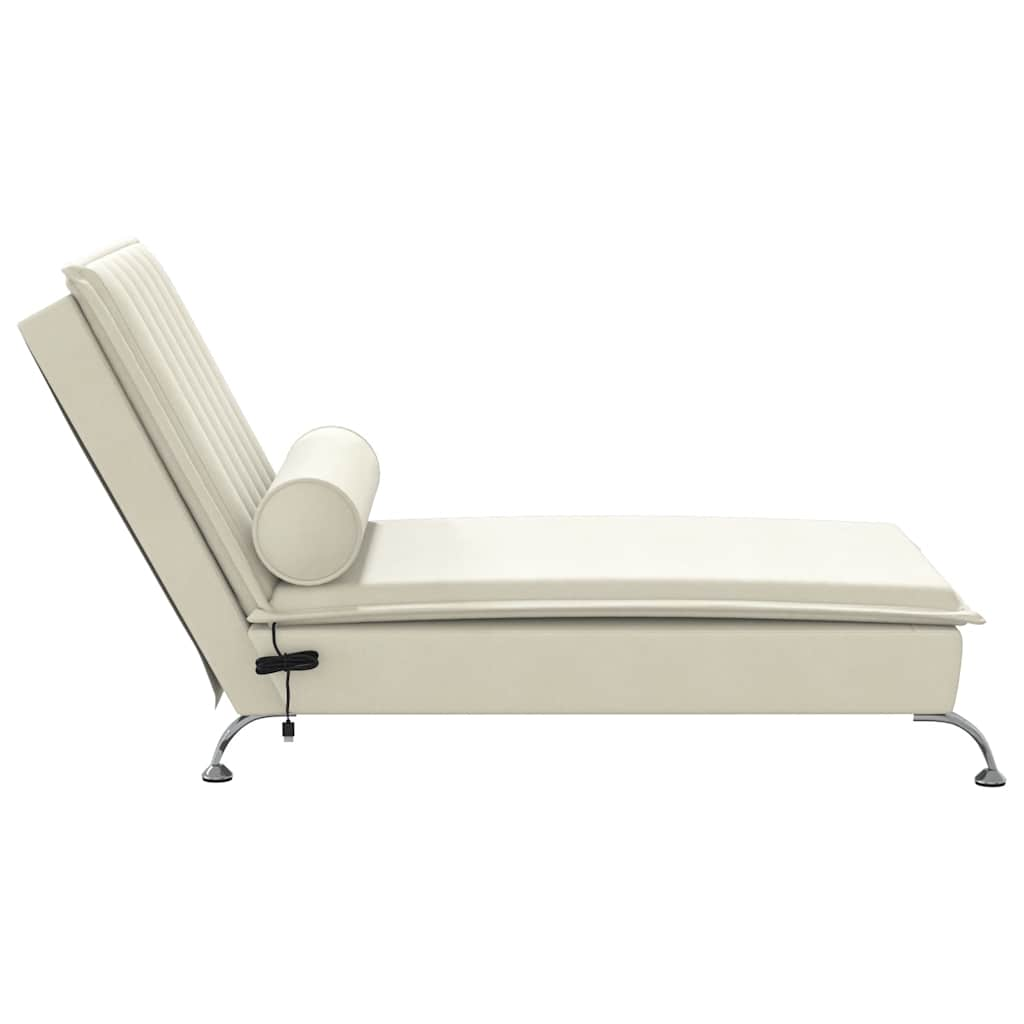 Chaise longue de massage avec traversin crème velours