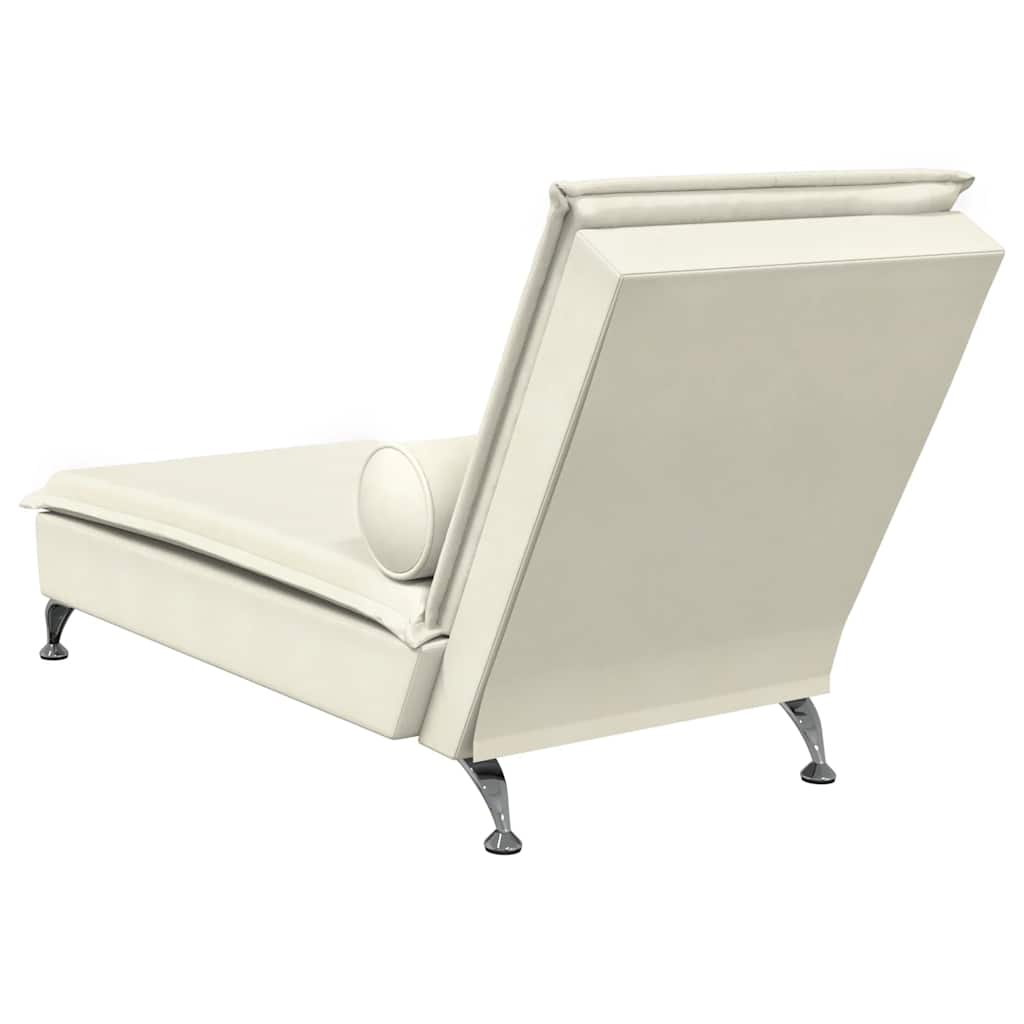 Chaise longue de massage avec traversin crème velours