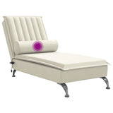 Chaise longue de massage avec traversin crème velours