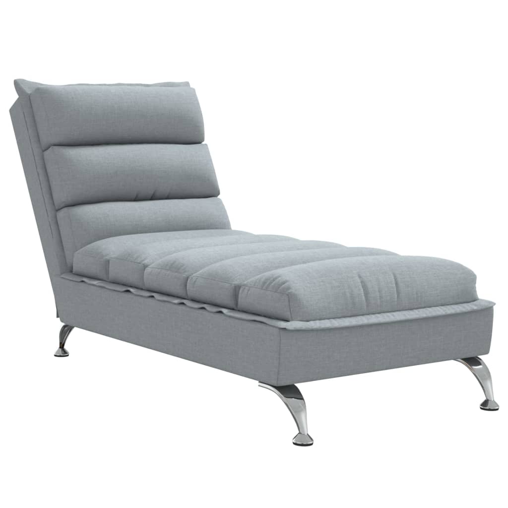 Chaise longue avec coussins gris clair tissu