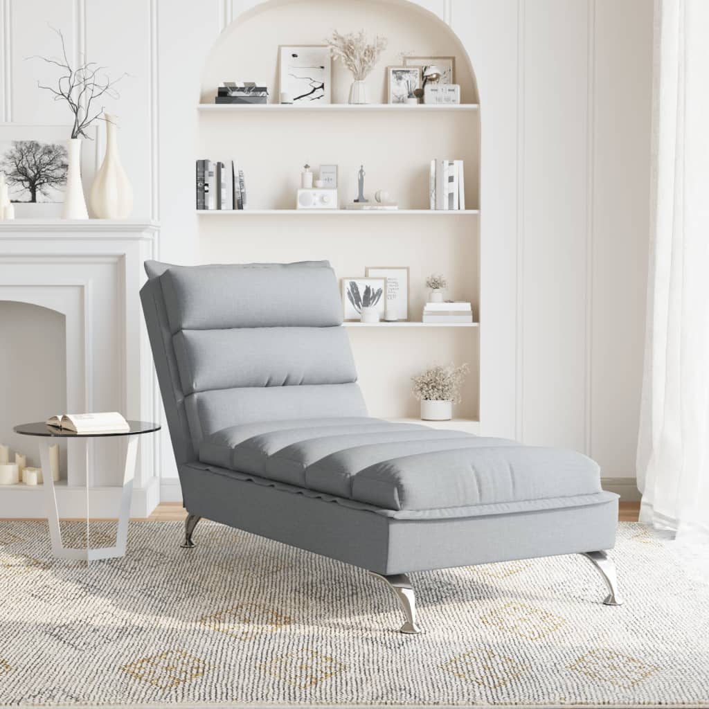 Chaise longue avec coussins gris clair tissu