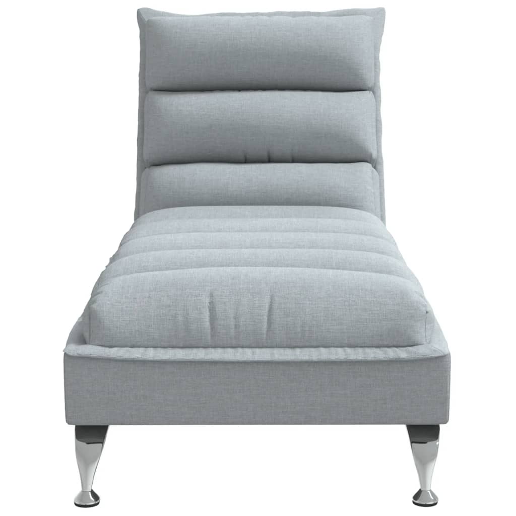 Chaise longue avec coussins gris clair tissu