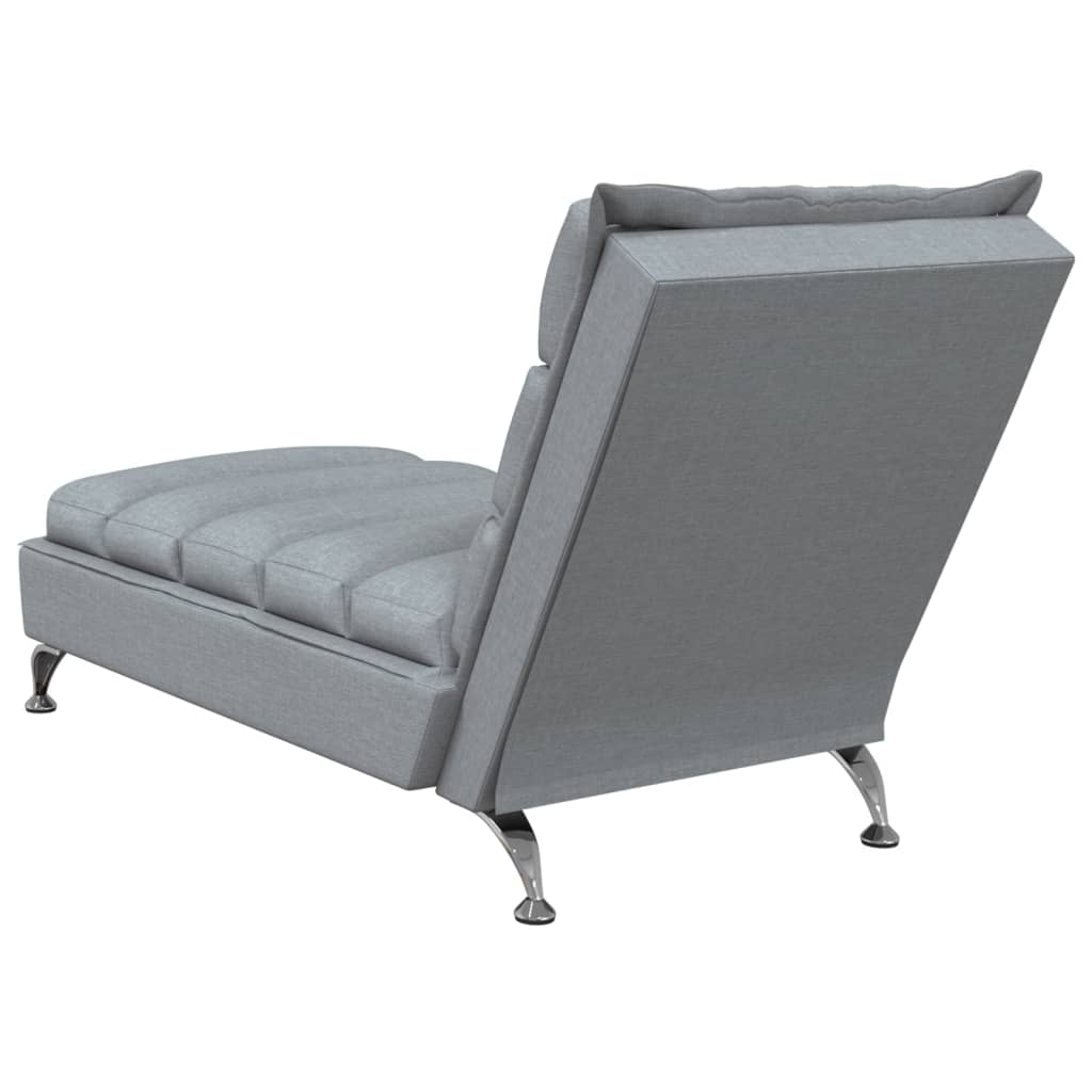 Chaise longue avec coussins gris clair tissu