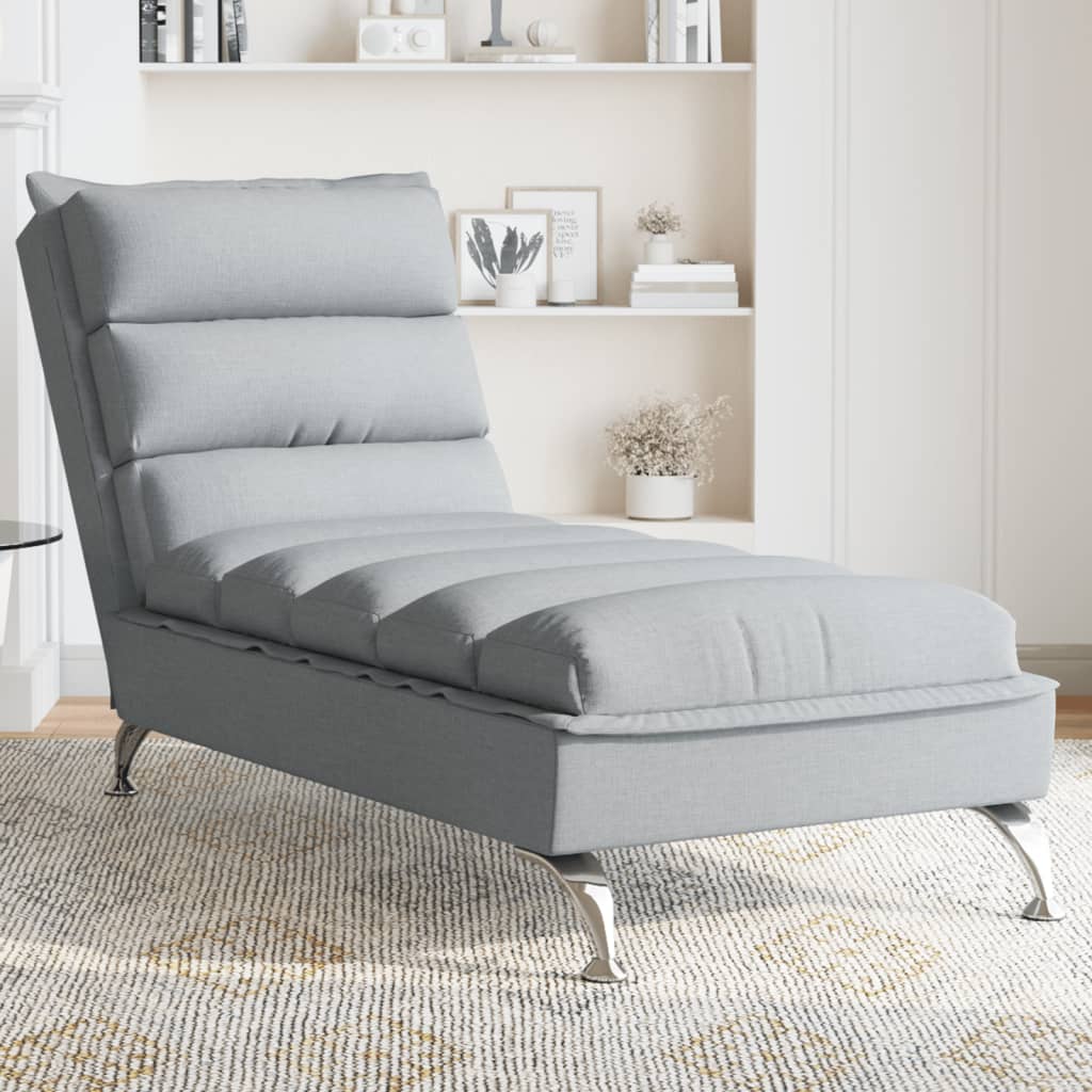 Chaise longue avec coussins gris clair tissu