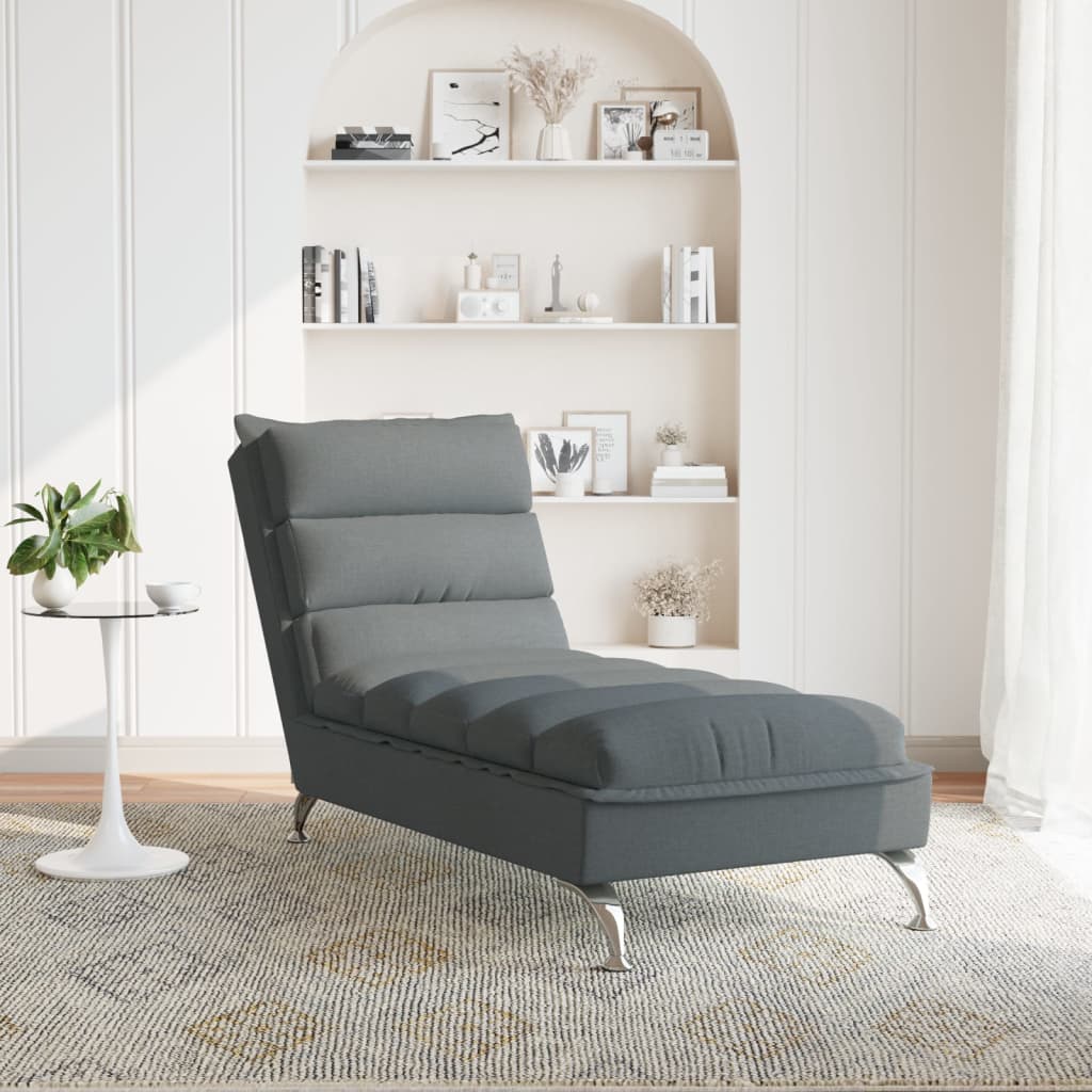 Chaise longue avec coussins gris foncé tissu