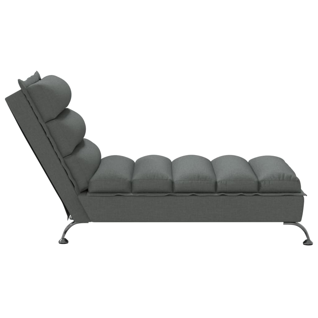 Chaise longue avec coussins gris foncé tissu