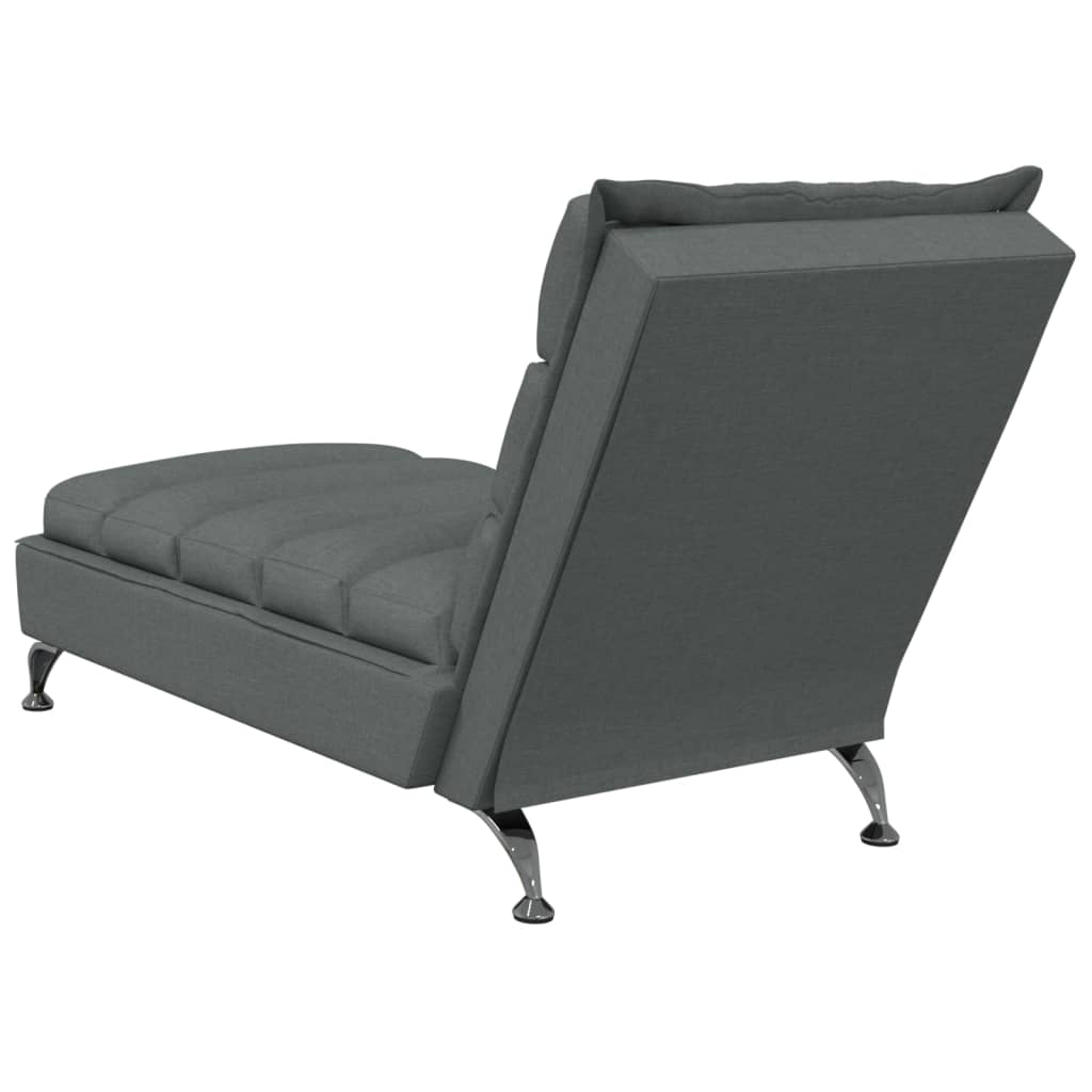 Chaise longue avec coussins gris foncé tissu