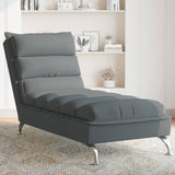 Chaise longue avec coussins gris foncé tissu