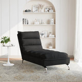 Chaise longue avec coussins noir tissu