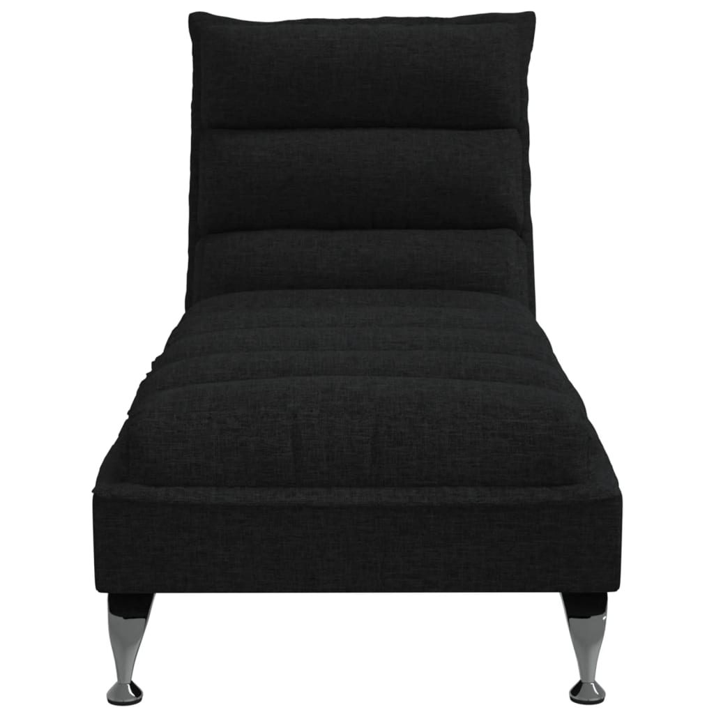 Chaise longue avec coussins noir tissu