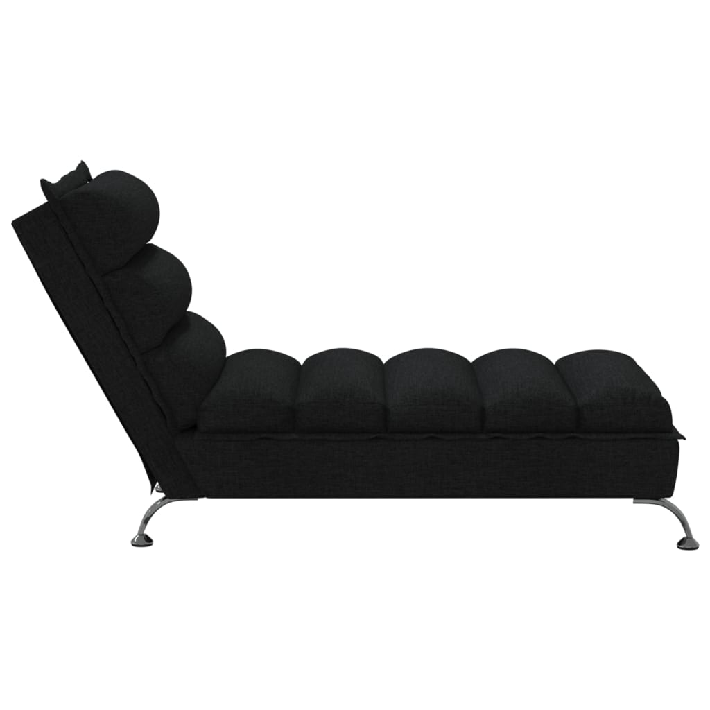 Chaise longue avec coussins noir tissu