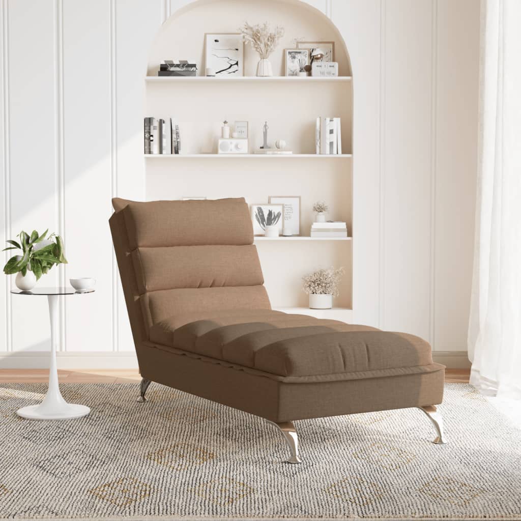 Chaise longue avec coussins marron tissu