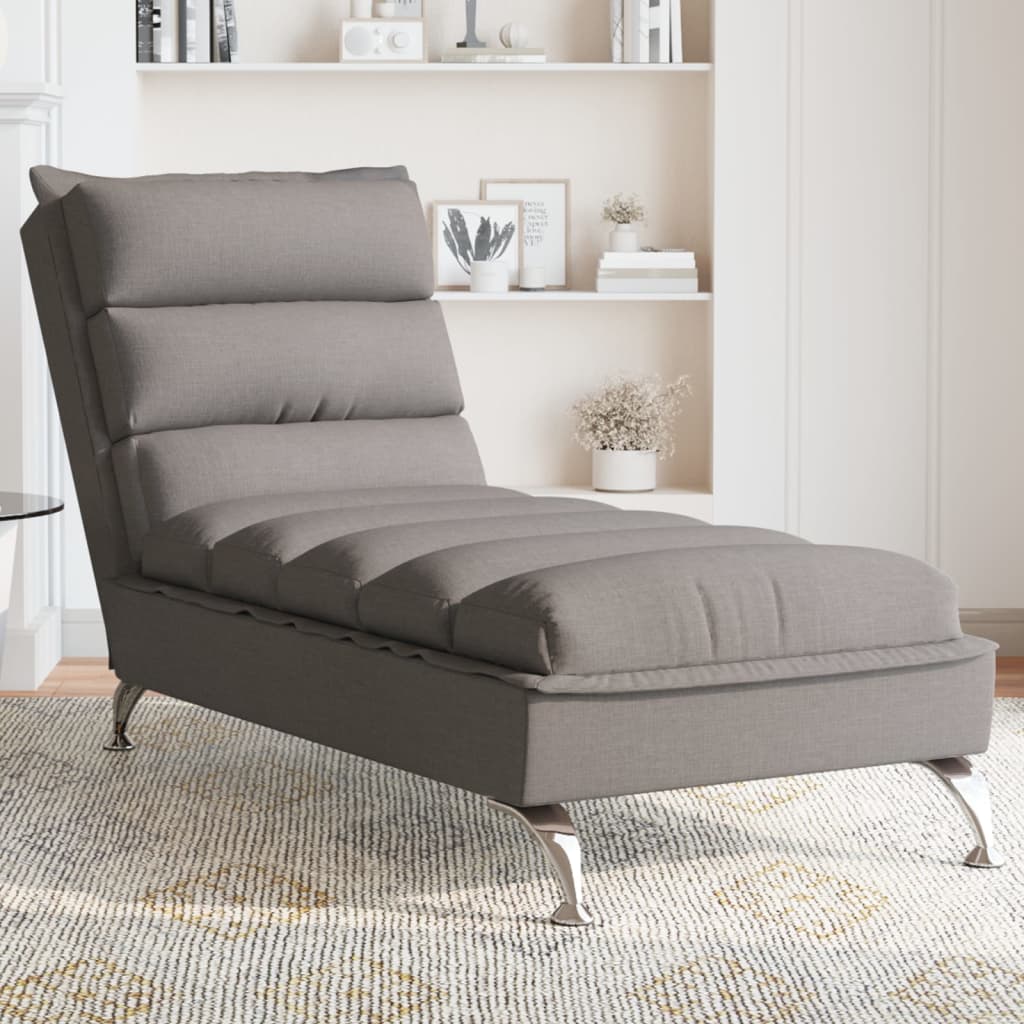 Chaise longue avec coussins taupe tissu