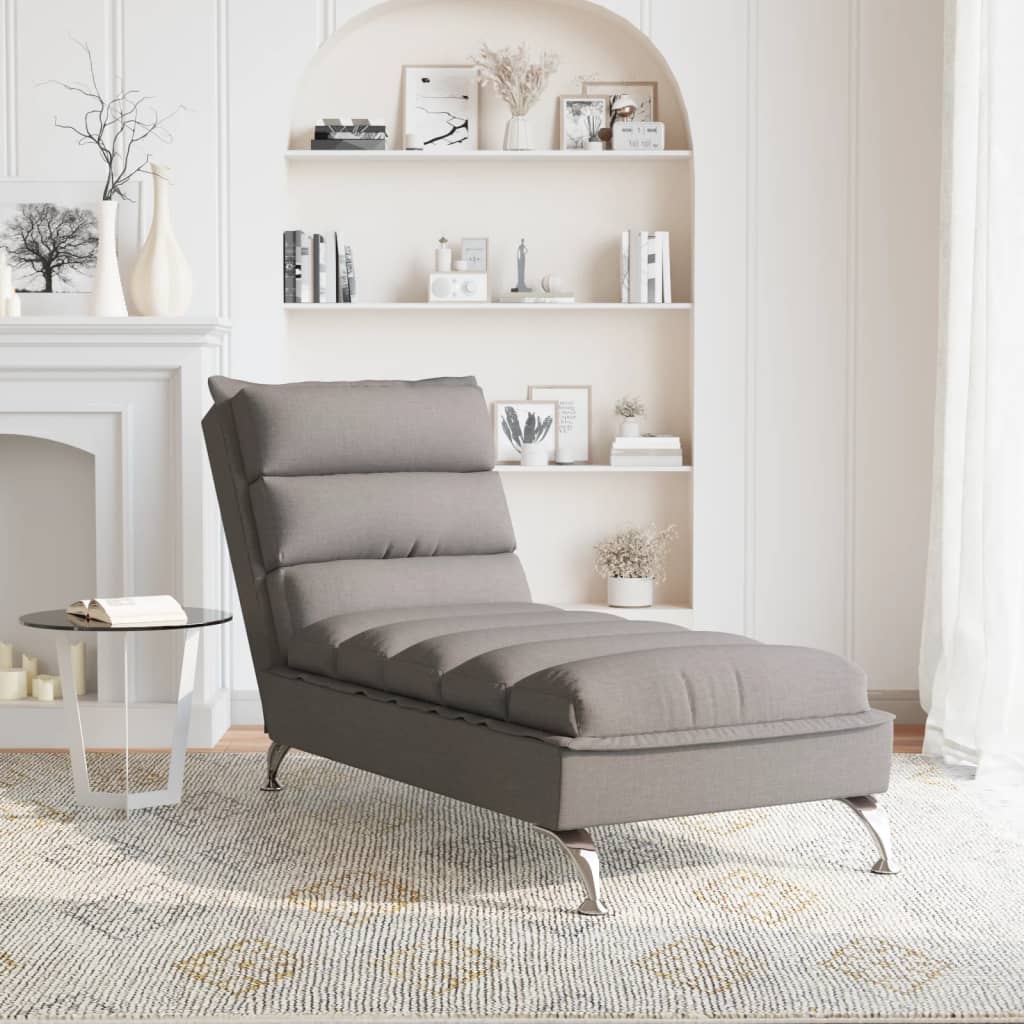 Chaise longue avec coussins taupe tissu