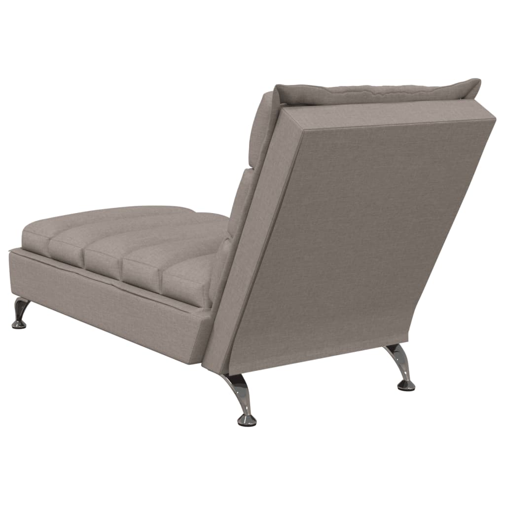 Chaise longue avec coussins taupe tissu